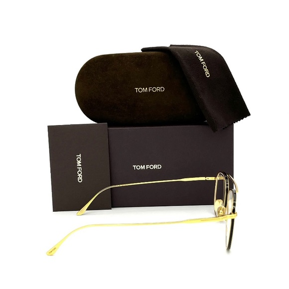 Tom Ford FT5691-B 030 Shiny Gold / Blue Block 52mm Eyeglasses TF5691-B - Picture 5 of 5